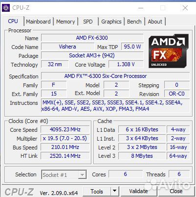 Материнская плата am3 plus+ Fx6350+16gb ddr3