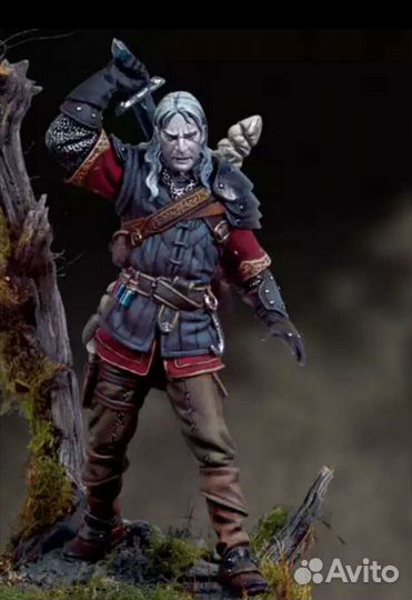 Миниатюра белый волк - ведьмак 54mm 1/32