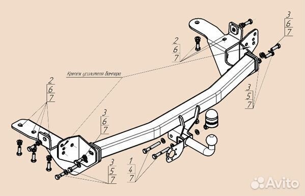 Фаркоп Toyota RAV4 2013-2019 Motodor оцинков.крюк
