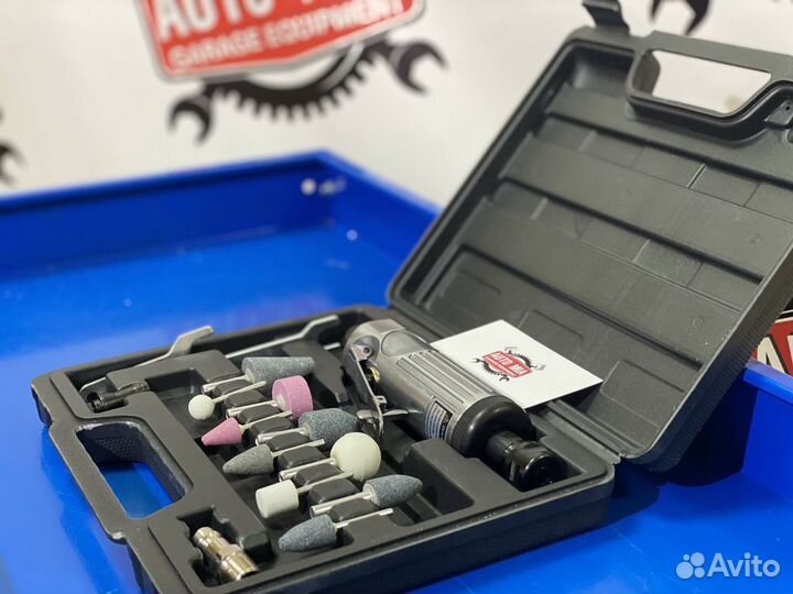 Пневмодрель с набором из 16-ти насадок