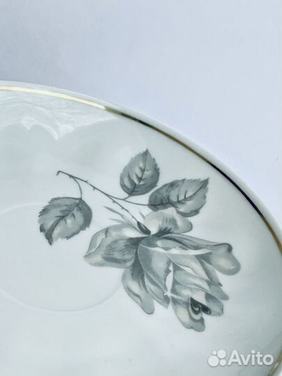 Чайная пара «Серая роза» Дулево СССР 1970