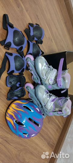 Роликовые коньки раздвижные с набором защиты