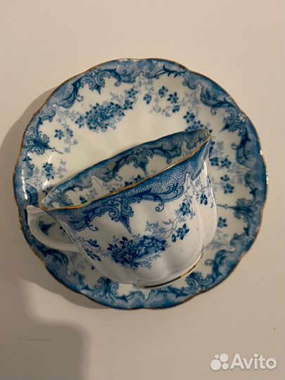 Тарелка и чайная пара, английский костяной фарфор