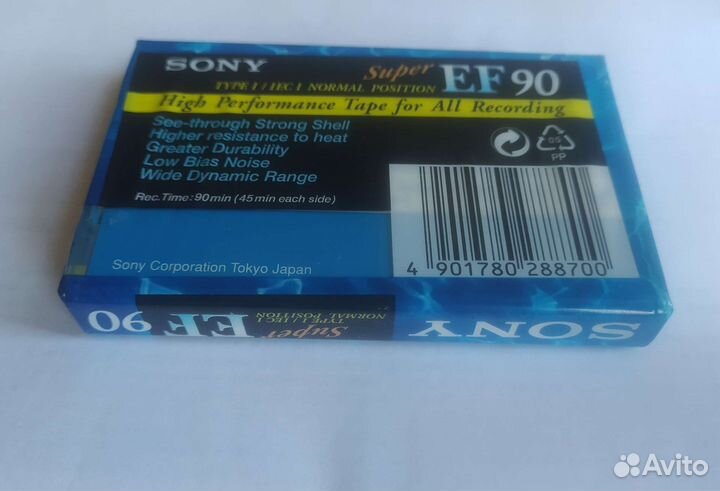 Аудиокассета Sony EF90 Super нераспечатанная