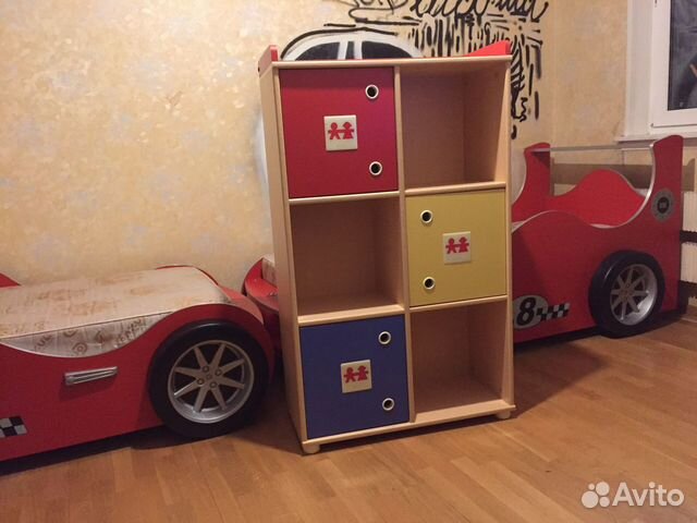 Комплект: 2 кровати и 1 стеллаж детские