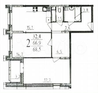 2-к. квартира, 70,1 м², 13/18 эт.