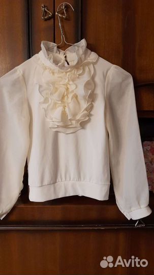 Блузка белая для девочек 128