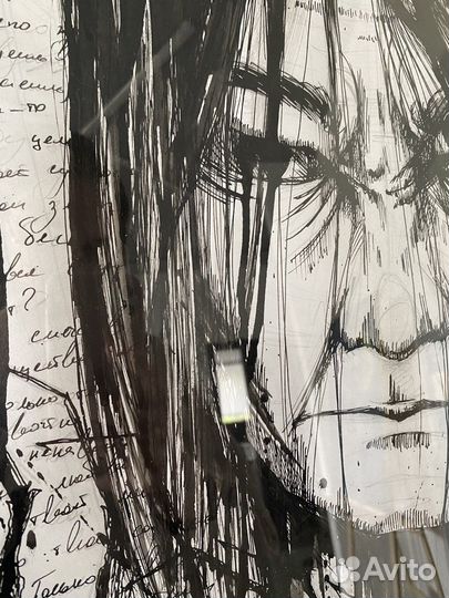 Картина тушью в кастомной раме