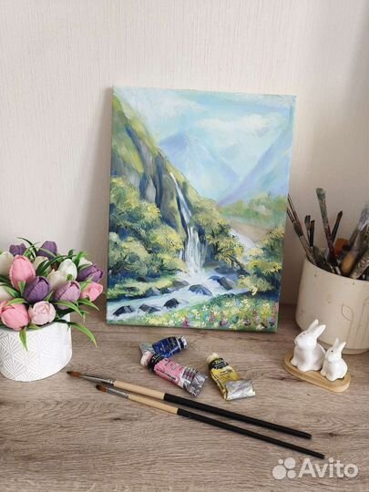 Картина маслом горный пейзаж