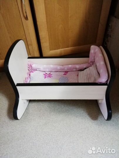 Кровать качалка для кукол деревянная