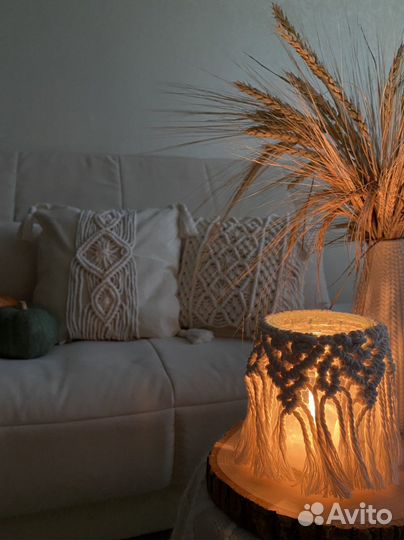 Ваза подсвечник плетёные макраме