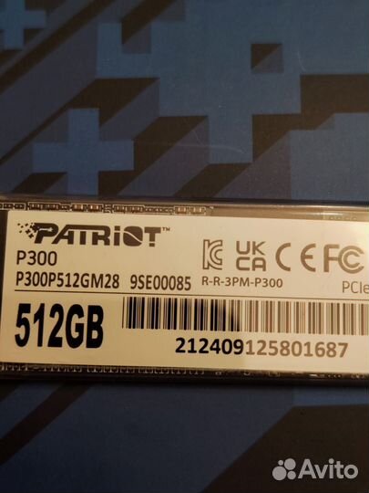 Ssd m2 Patriot P300 512 Gb PCI-e Gen3 x4