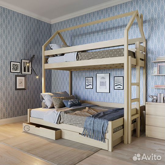 Двухъярусная кровать из сосны