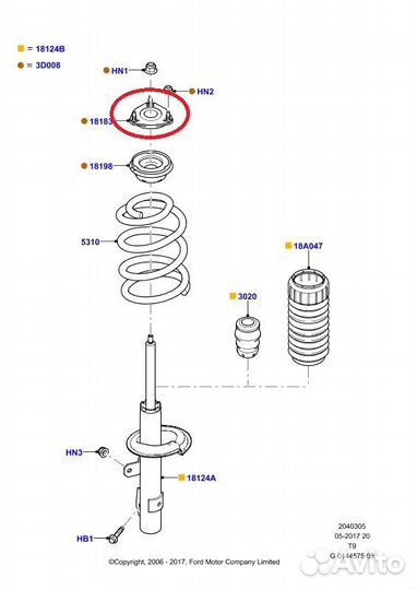 Опора амортизатора передняя Ford Transit 8 MK8