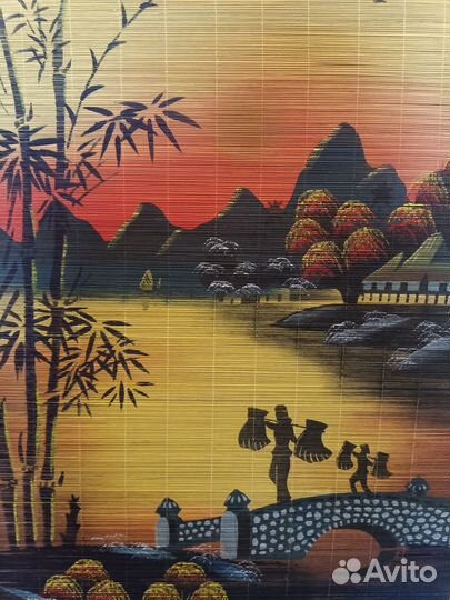 Панно из бамбуковой соломки Вьетнам времен СССР