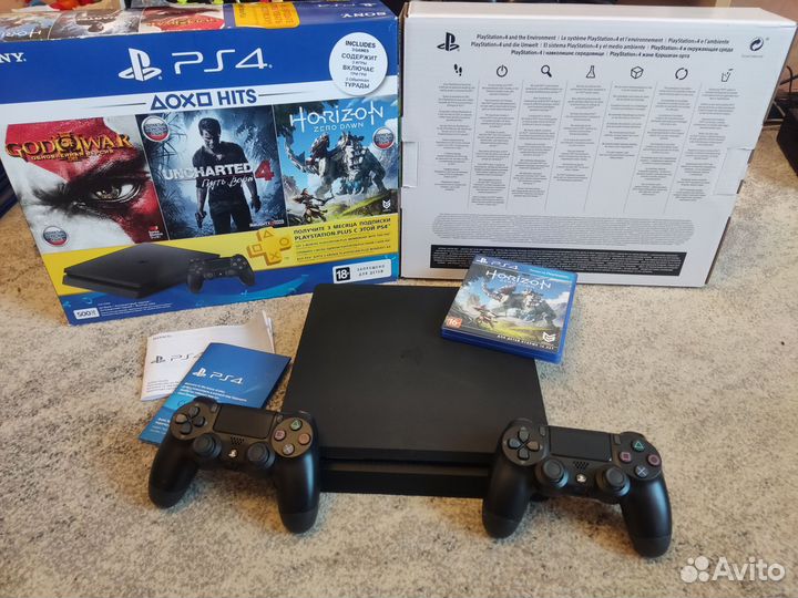 PS4 Slim+2 джоя+50 игр