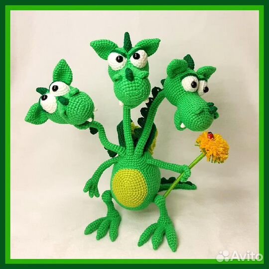 Вязаные игрушки Дракон и Носорожек
