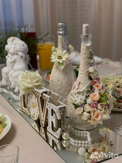 Декор бокалов, свечей, бутылок