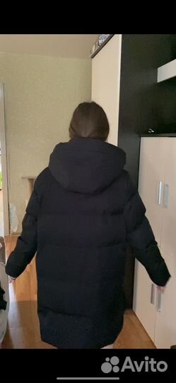 Куртка длинная зимняя женская 48 50 черная