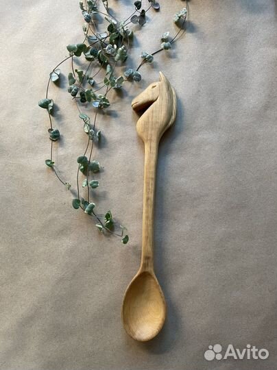 Ложка деревянная в виде Лошади, ручная работа