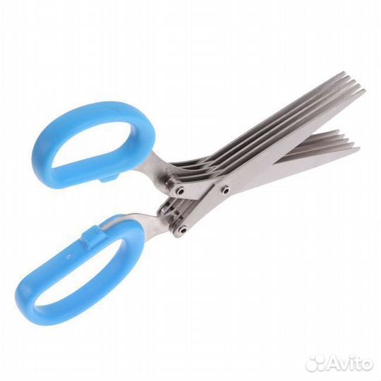 Ножницы для нарезки зелени 5 лезвий синие ручки