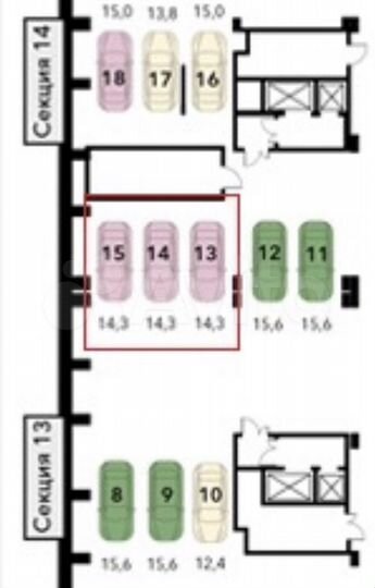 Машиноместо, 14 м²