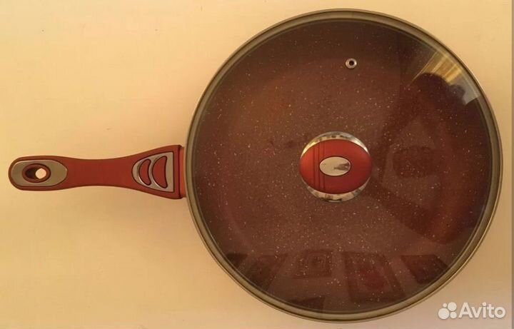 Сковорода Bekker Sunrise мрамор 30 см с крышкой