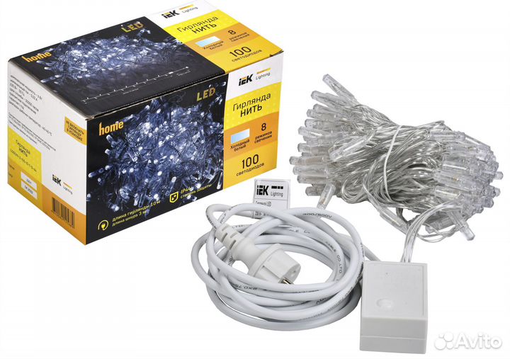 Электрогирлянда универсальная Iek нить 10 м 100 ла
