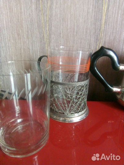 Подстаканники СССР, чайник, стаканы, мельхиор