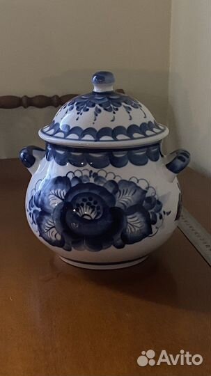 Горшок для запекания, гжель