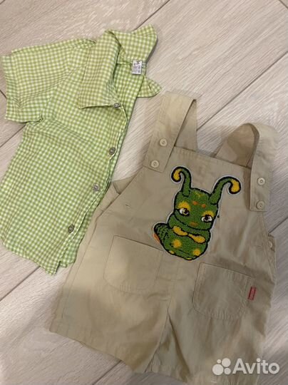 Комплект новый комбинезон шорты и рубашка 80