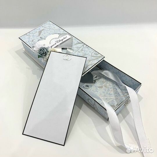 Свадебная коробочка для денег в голубых тонах