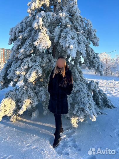 Шуба норковая с капюшоном 42 44 бу