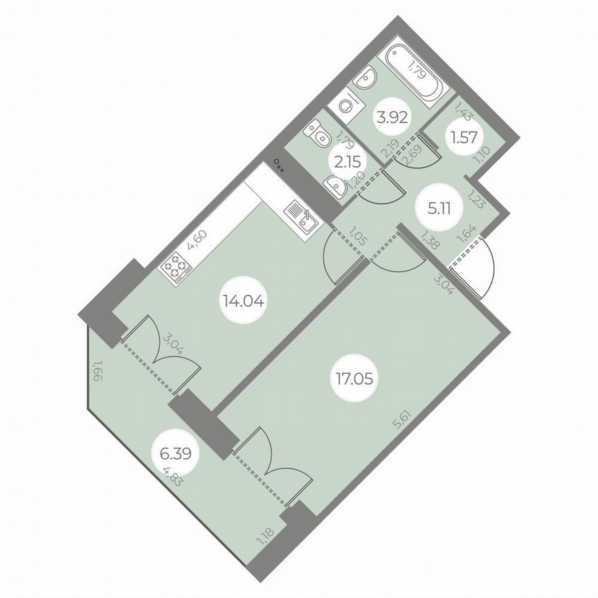 1-к. квартира, 47 м², 6/20 эт.