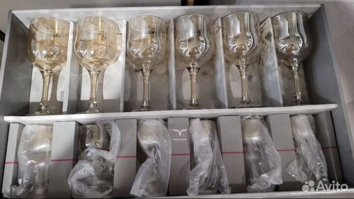 Набор бокалов и рюмок янтарь новый