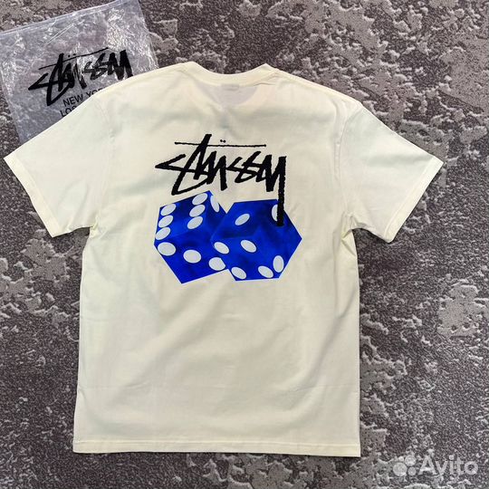 Футболка Stussy Diced out tee бежевая кубики ориги