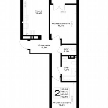 7-к. квартира, 60,6 м², 4/7 эт.