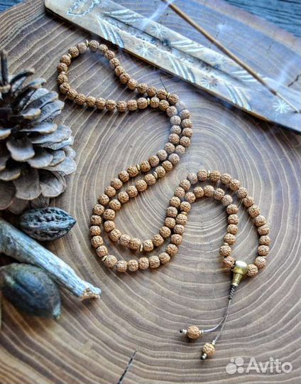 Четки из рудракши 108 бусин мужские 5 ликов