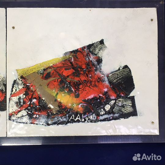 Картина Рыбы горячая эмаль на меди. А.Авдеев