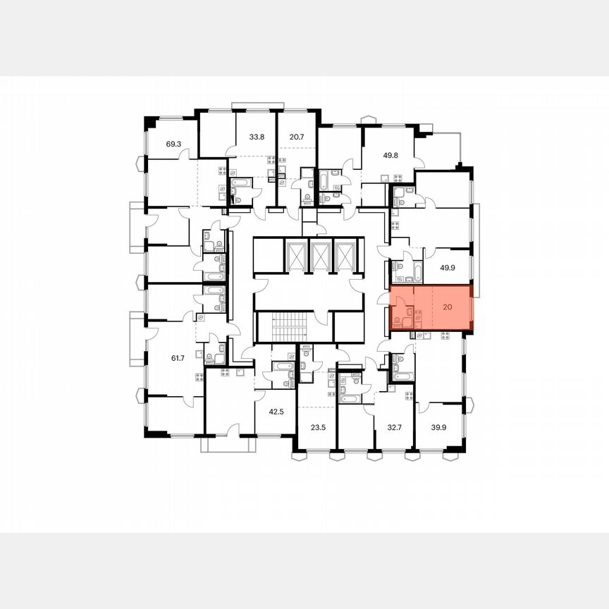 Квартира-студия, 20 м², 20/24 эт.