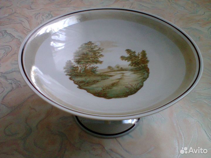 Ваза перламутровая для фруктов на ножке СССР