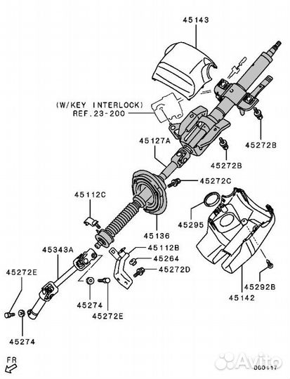Замок зажигания рулевая колонка Mitsubishi L200 KB