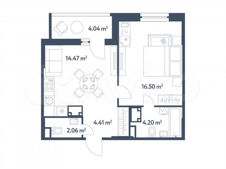 1-к. квартира, 43,7 м², 16/25 эт.