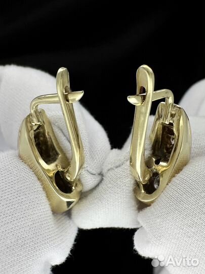 Золотые серьги с бриллиантами 585 / 8.73 гр