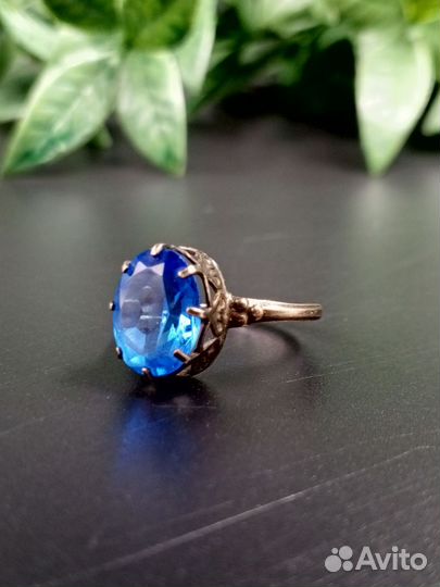 Кольцо серебряное с камнем 875 проба СССР (нчк)