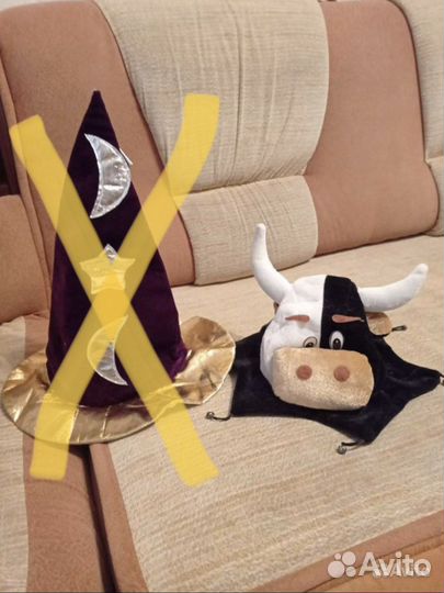 Маскарадная (новогодняя) шапка бык, корова