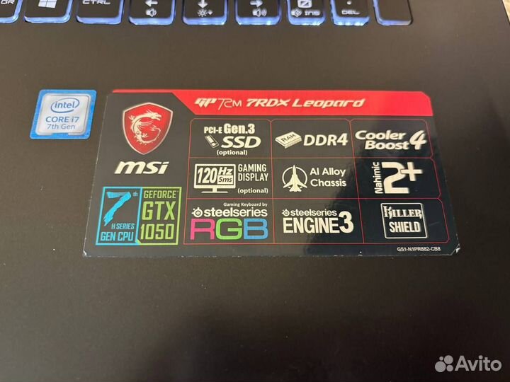 Игровой ноутбук MSI MS-1799 1050GTX GeForce Intel