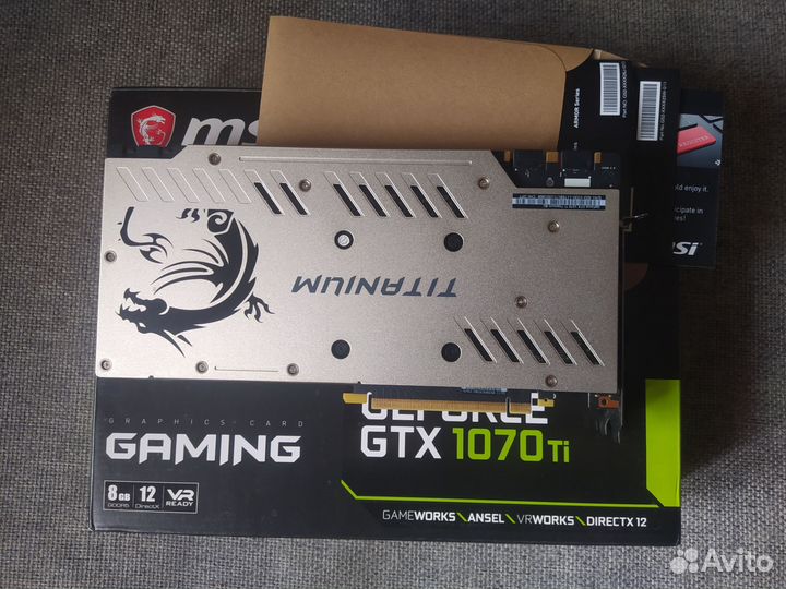 GTX 1070 Ti 8gb MSI Titanium, пломба, комплект