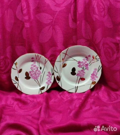 Тарелки сервиз набор Розовая ветка Дулево