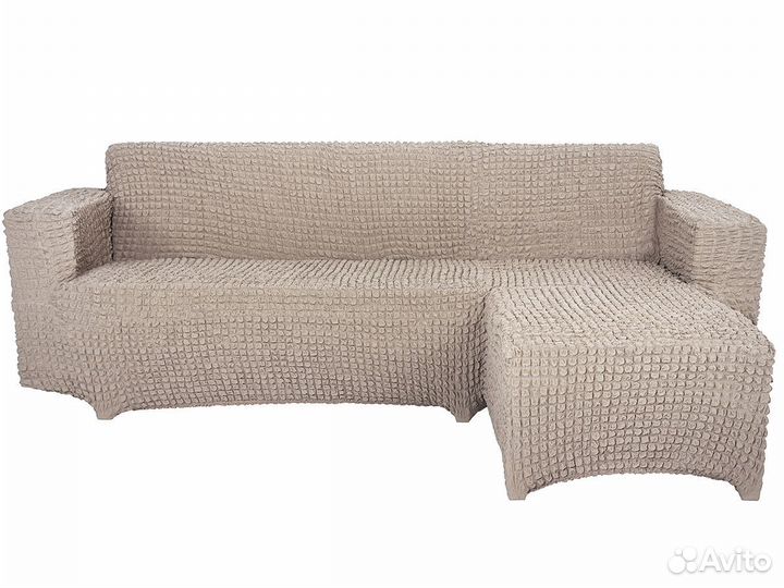 Чехол на диван угловой с оттоманкой справа, Какао